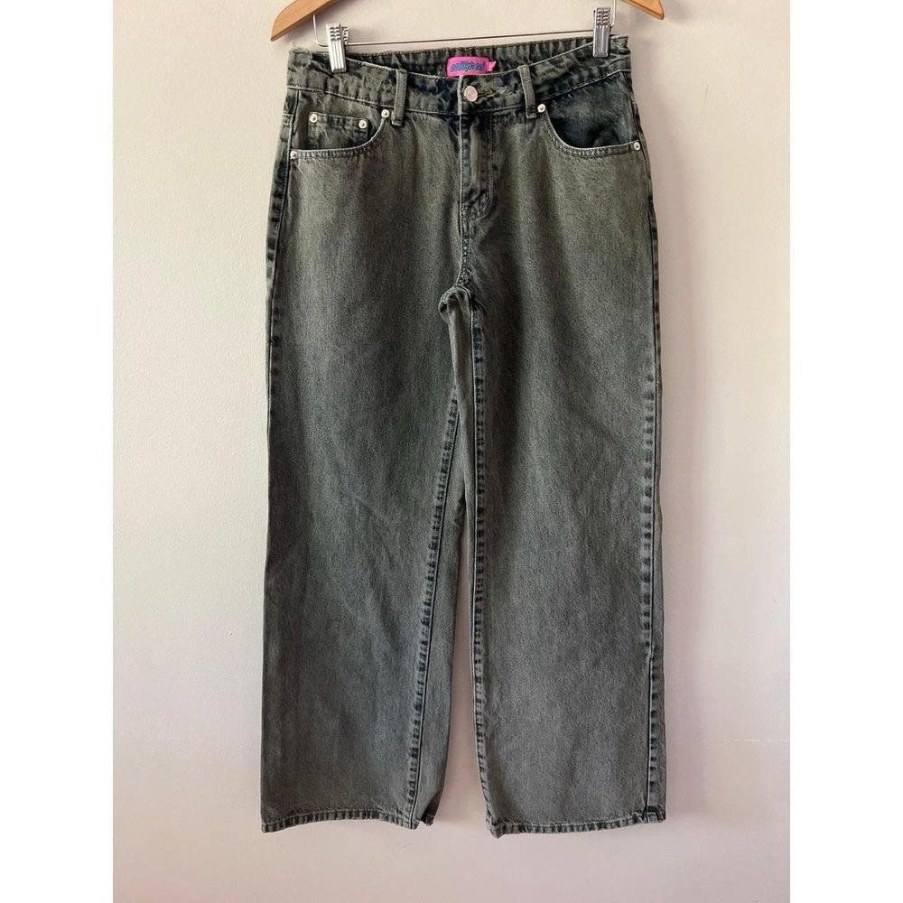 Edikted Women's Baggy Wide Leg Jeans Faded Gray/Black Wash Medium